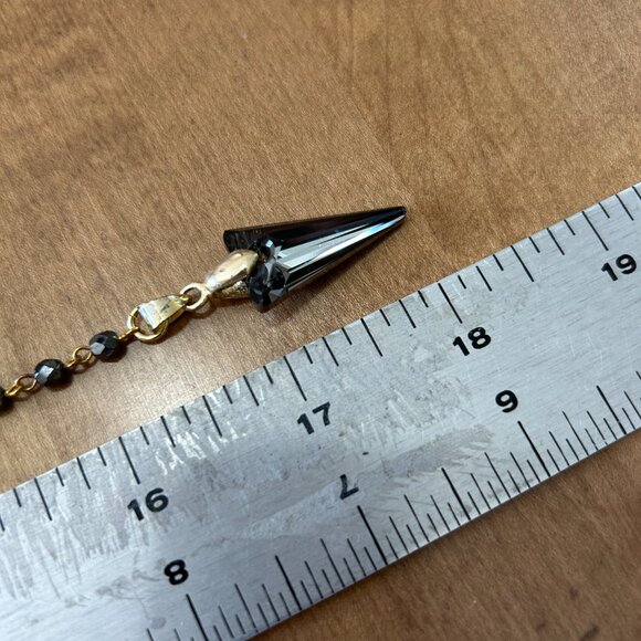 Gray & Gold Swarovski Beaded Lariat Necklace MSRP $68 Skinny by Jessica Elliot - Picture 6 of 6